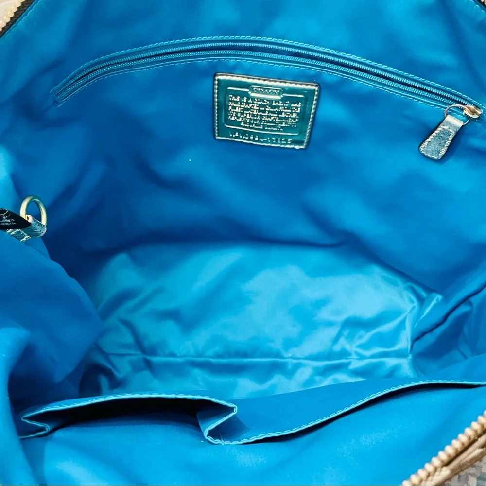 Coach Poppy Op Art Metallic Gold Large Glam Signature Tote - Picture 7 of 12